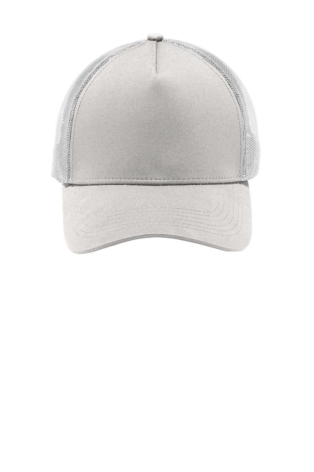 Sport-Tek STC36 Adjustable Trucker Hat Silver Grey/White Flat Front