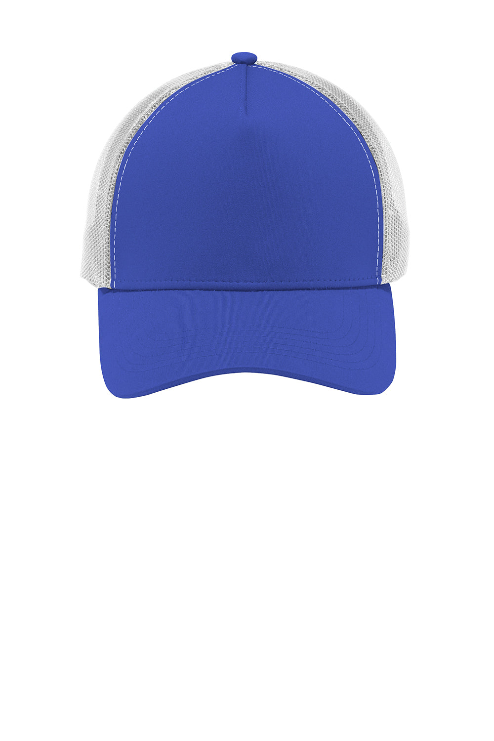 Sport-Tek STC36 Adjustable Trucker Hat True Royal Blue/White Flat Front