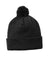 Sport-Tek STC37 Solid Pom Pom Beanie Black Flat Front