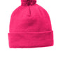 Sport-Tek Mens Solid Pom Pom Beanie - Raspberry Pink