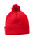 Sport-Tek STC37 Solid Pom Pom Beanie True Red Flat Front