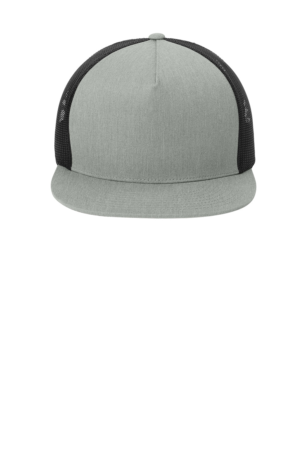 Sport-Tek STC38 Mens Adjustable Trucker Hat Heather Grey/Black Flat Front