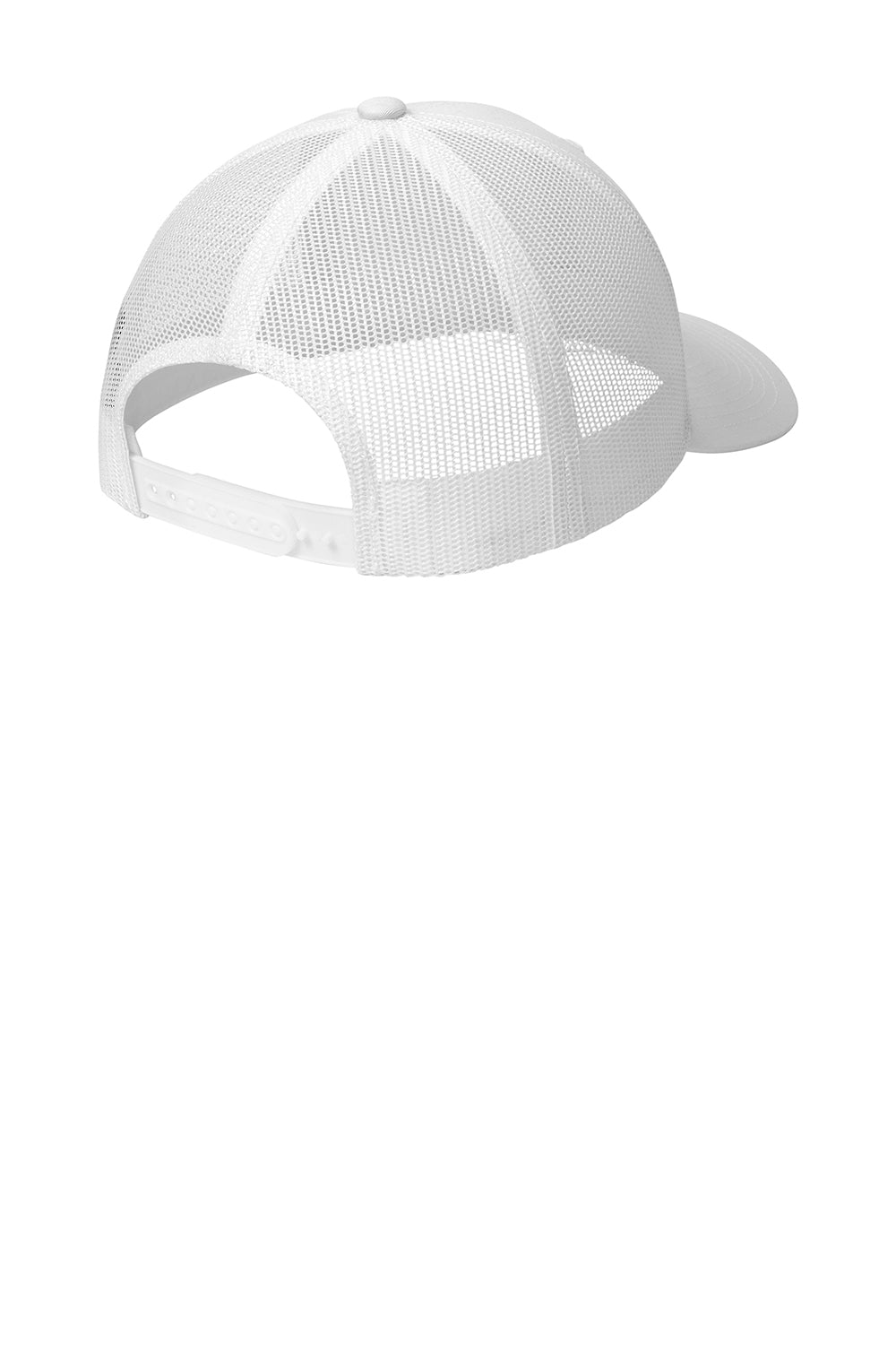 Sport-Tek STC39 Mens Adjustable Trucker Hat White Flat Back