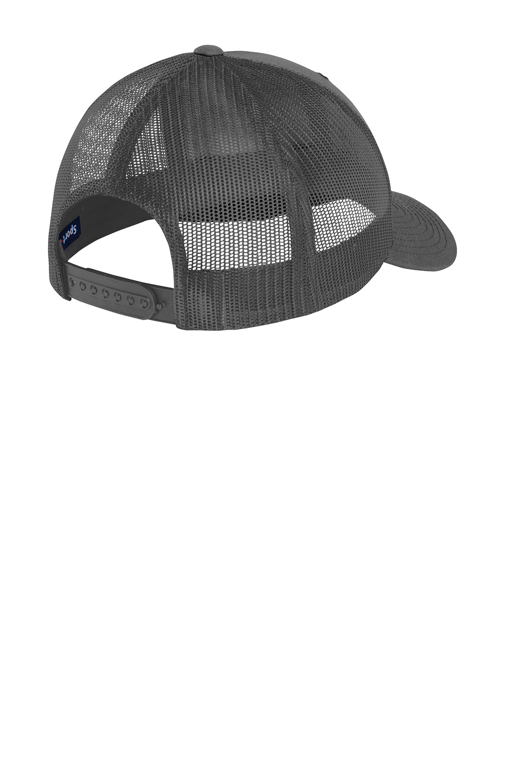 Sport-Tek STC39 Adjustable Trucker Hat Graphite Grey Flat Back