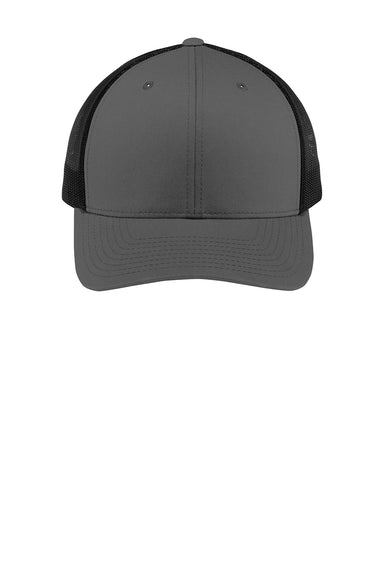 Sport-Tek STC39 Adjustable Trucker Hat Graphite Grey/Black Flat Front