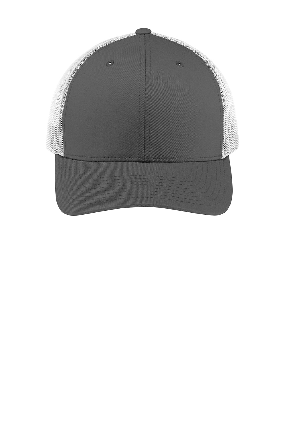 Sport-Tek STC39 Adjustable Trucker Hat Graphite Grey/White Flat Front