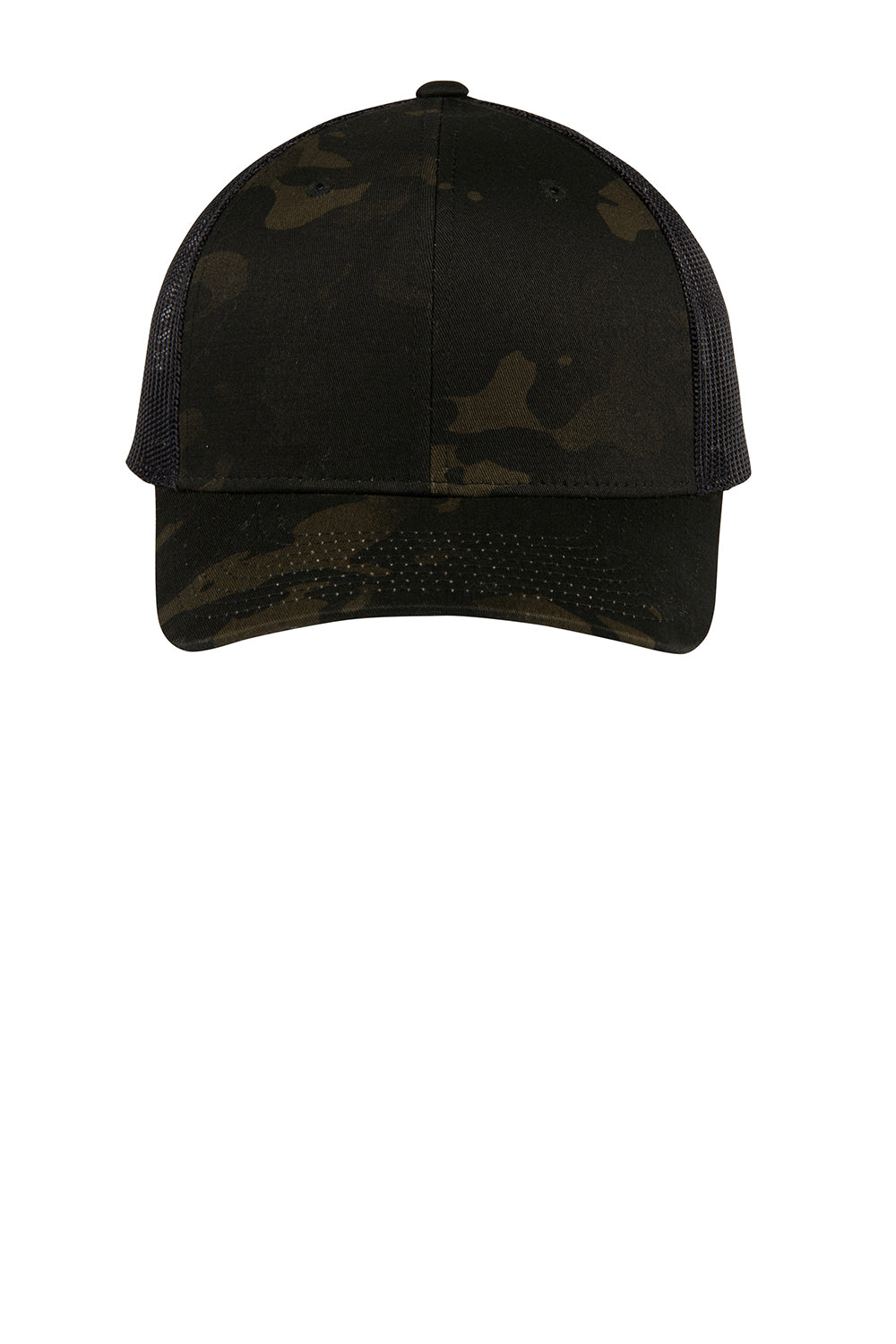 Sport-Tek STC39 Adjustable Trucker Hat Multicam Black Flat Front