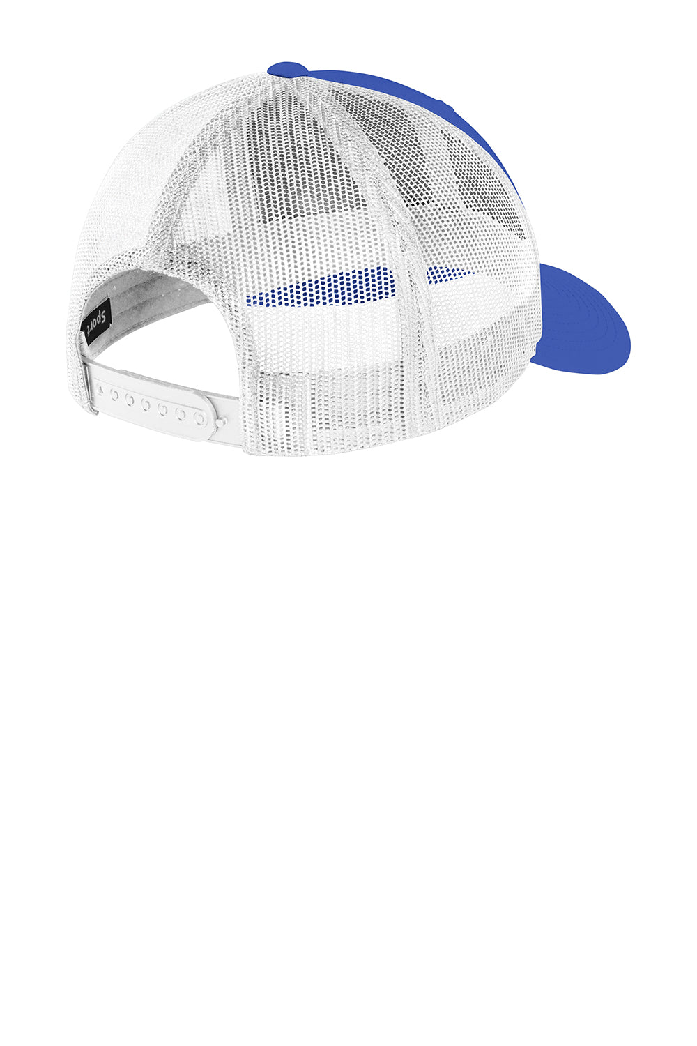 Sport-Tek STC39 Adjustable Trucker Hat True Royal Blue/White Flat Back