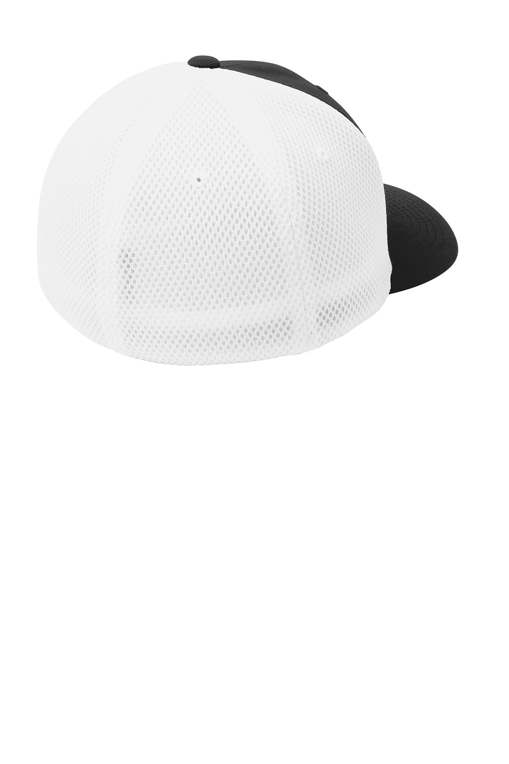 Sport-Tek STC40 Stretch Fit Hat Black/White Flat Back