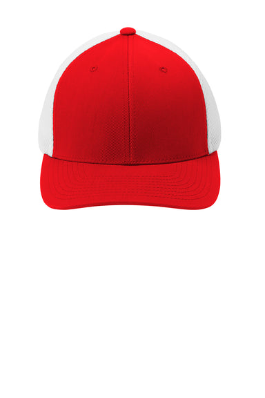 Sport-Tek STC40 Stretch Fit Hat True Red/White Flat Front