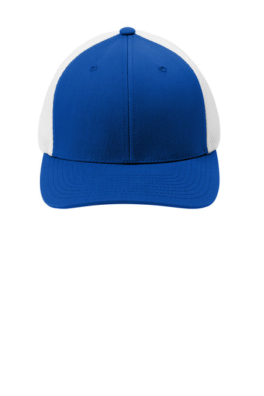 Sport-Tek STC40 Stretch Fit Hat True Royal Blue/White Flat Front