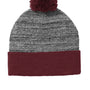 Sport-Tek Mens Heather Pom Pom Beanie - Maroon/Heather Grey