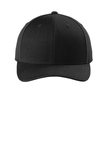 Sport-Tek STC43 Curve Bill Snapback Hat Black Flat Front