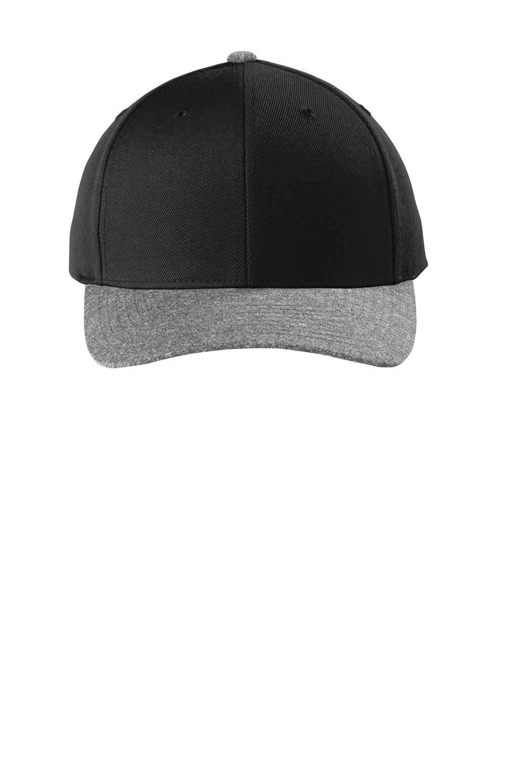 Sport-Tek STC43 Curve Bill Snapback Hat Black/Heather Grey Flat Front