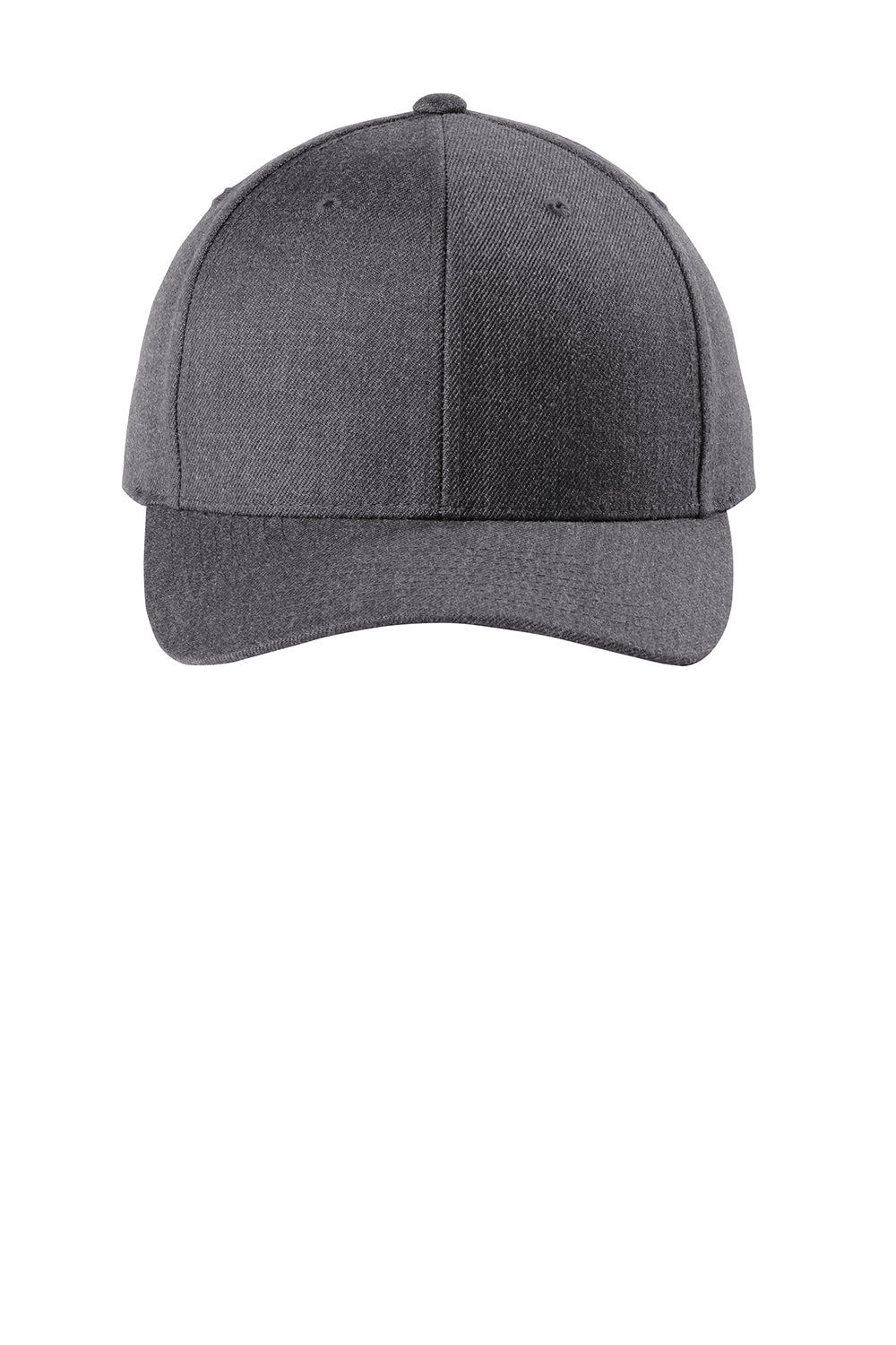 Sport-Tek STC43 Curve Bill Snapback Hat Heather Dark Grey Flat Front