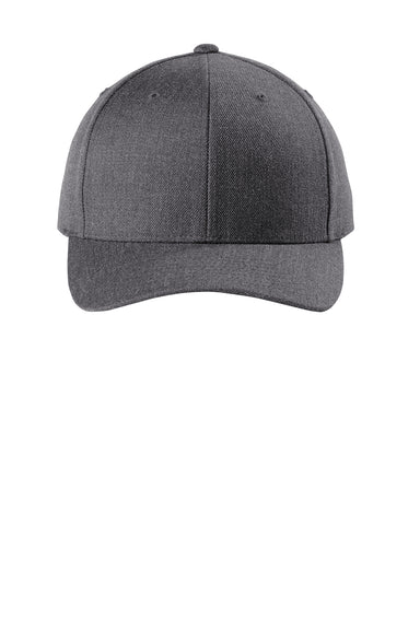 Sport-Tek STC43 Curve Bill Snapback Hat Heather Dark Grey Flat Front