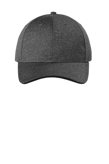 Sport-Tek STC44 Contender Moisture Wicking Snapback Hat Heather Graphite Grey/Black Flat Front