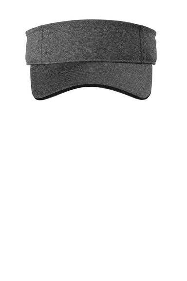 Sport-Tek STC45 Contender Moisture Wicking Adjustable Visor Heather Graphite Grey/Black Flat Front