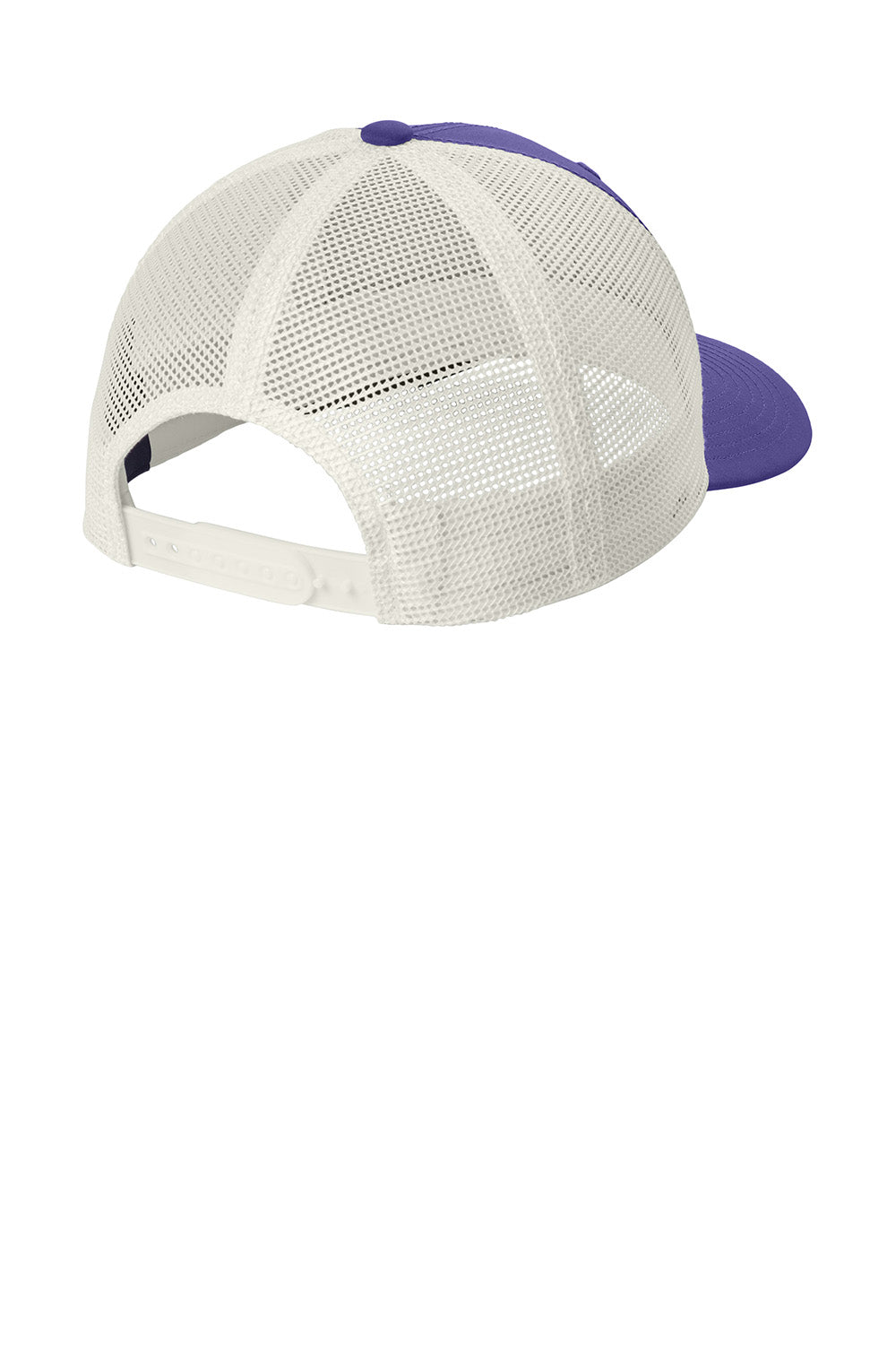 Sport-Tek STC46 Mens Club Adjustable Trucker Hat Purple/White Flat Back