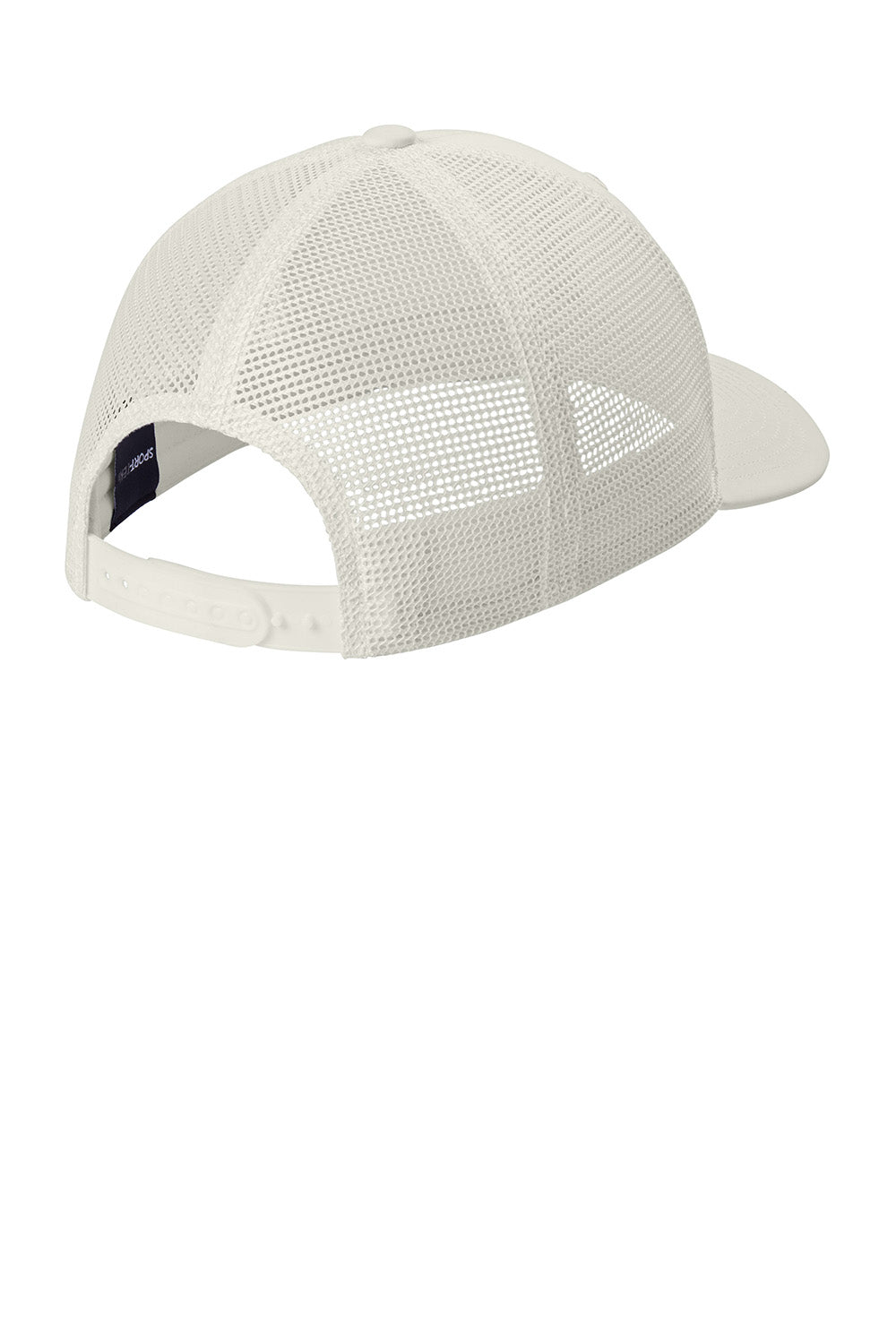 Sport-Tek STC46 Mens Club Adjustable Trucker Hat White Flat Back