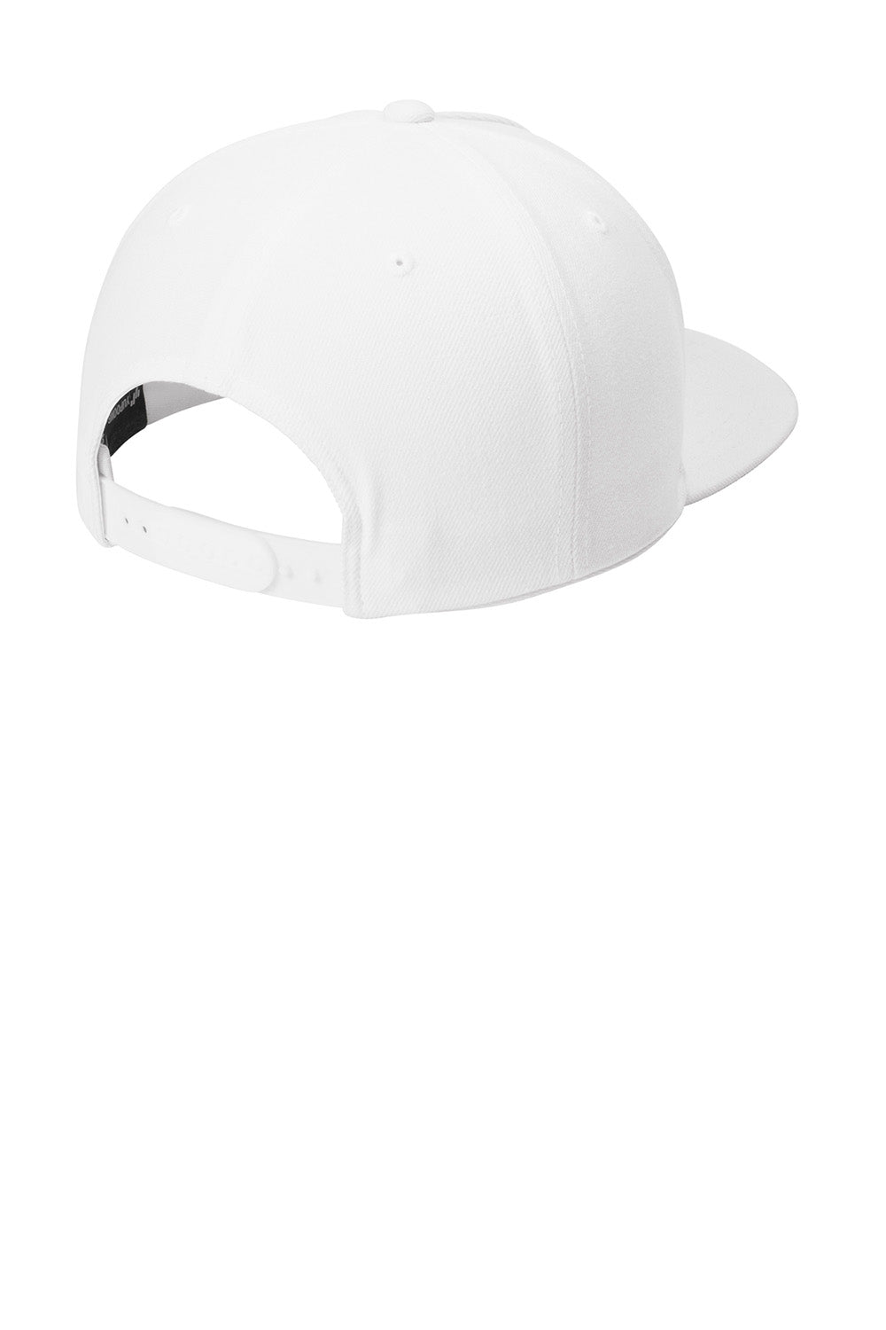 Sport-Tek STC55 Mens Premium 5 Panel Snapback Hat White Flat Back