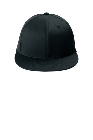 Sport-Tek STC56 Mens Flexfit Flat Bill Hat Black Flat Front