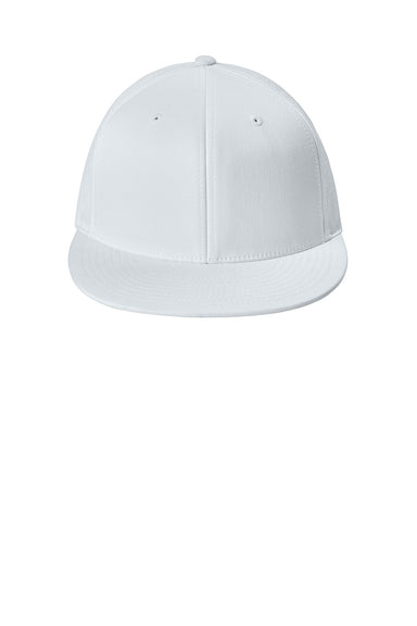 Sport-Tek STC56 Mens Flexfit Flat Bill Hat White Flat Front