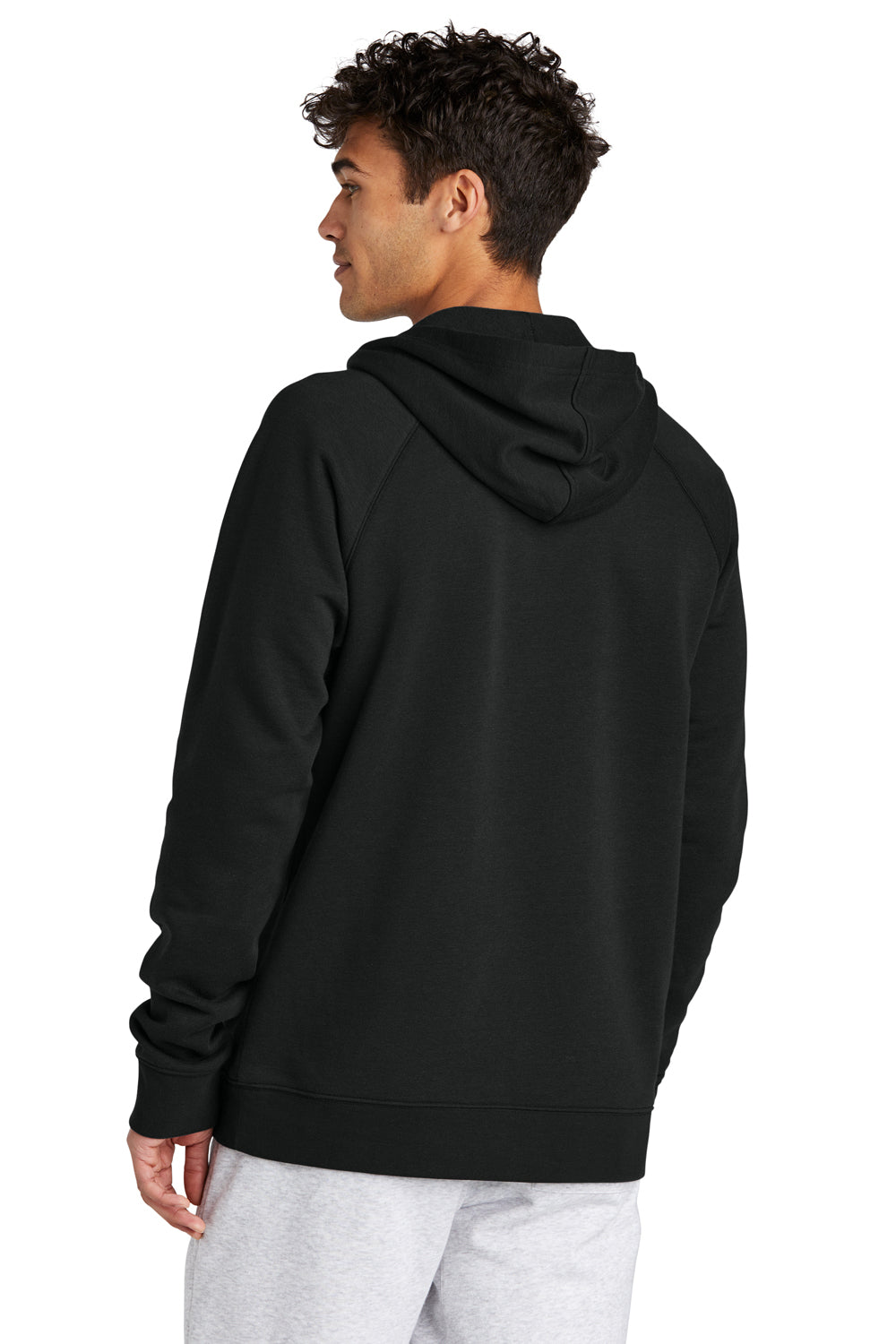 Sport-Tek STF200 Mens Drive Fleece Hooded Sweatshirt Hoodie Black Model Back