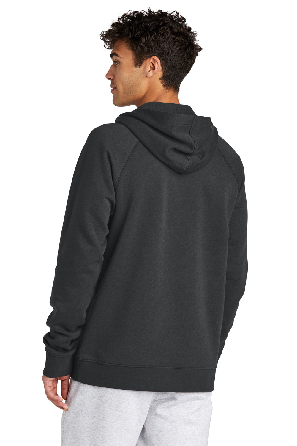 Sport-Tek STF200 Mens Drive Fleece Hooded Sweatshirt Hoodie Charcoal Grey Model Back