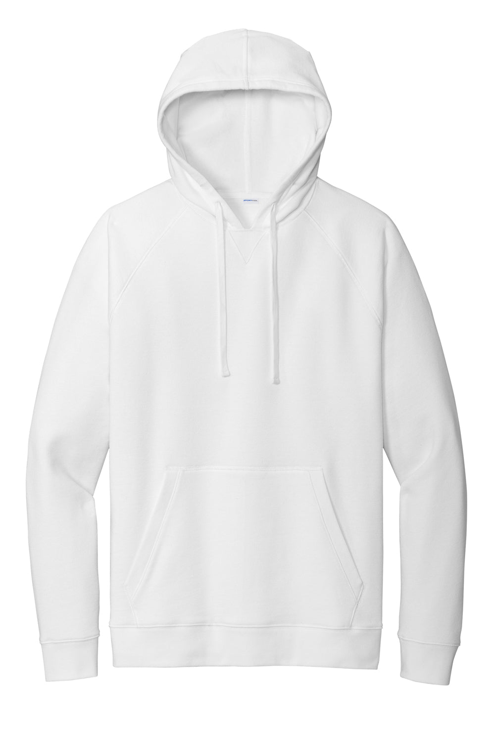 Sport-Tek STF200 Mens Drive Fleece Hooded Sweatshirt Hoodie White Flat Front