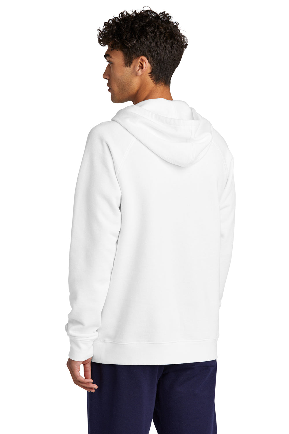 Sport-Tek STF200 Mens Drive Fleece Hooded Sweatshirt Hoodie White Model Back