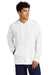 Sport-Tek STF200 Mens Drive Fleece Hooded Sweatshirt Hoodie White Model Front