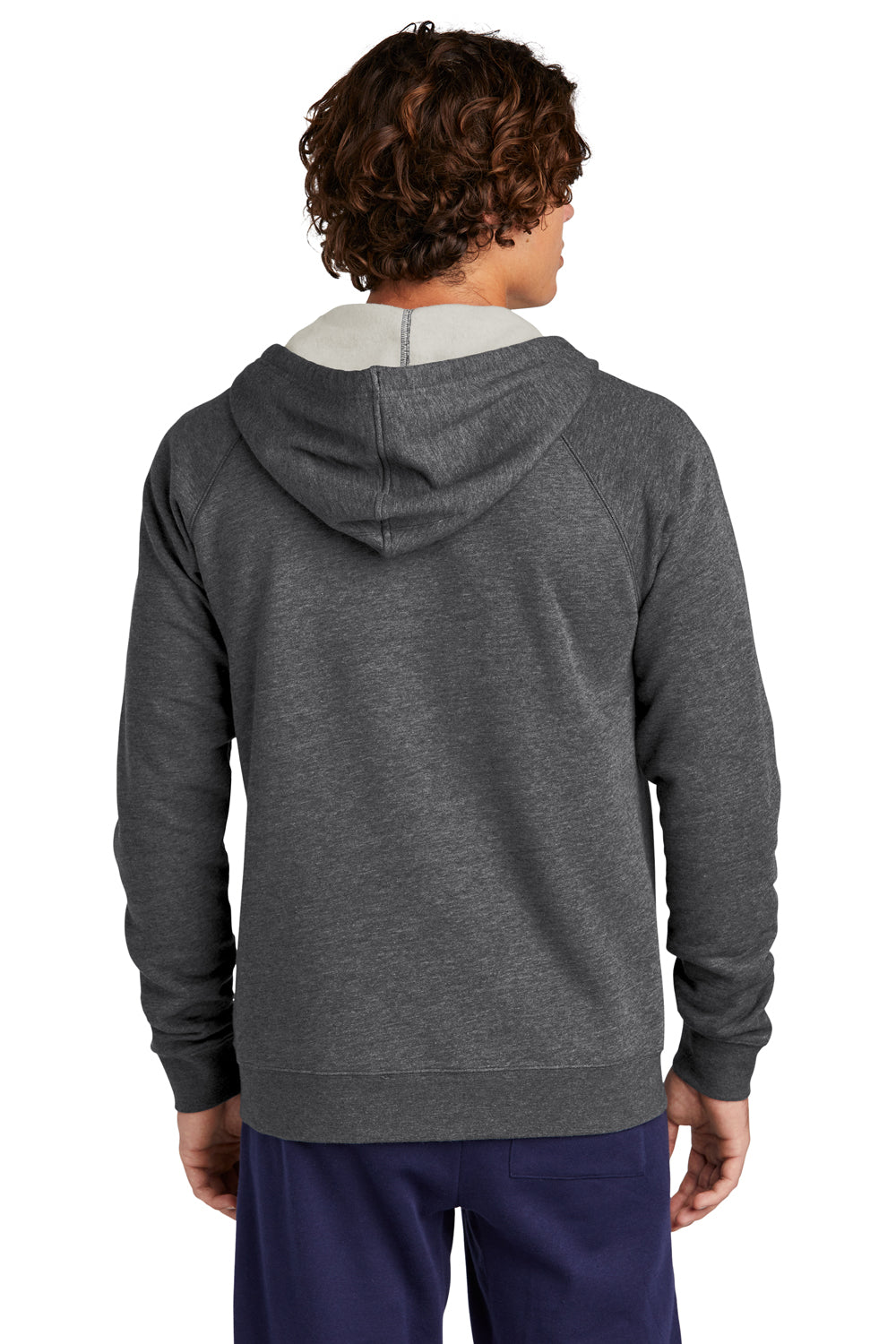 Sport-Tek STF201 Mens Drive Fleece Full Zip Hooded Sweatshirt Hoodie Heather Graphite Grey Model Back