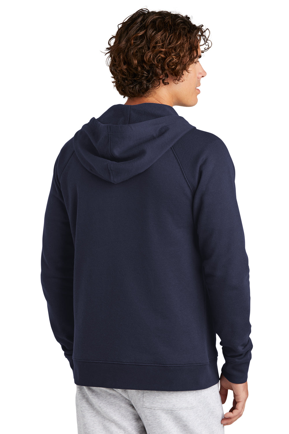 Sport-Tek STF201 Mens Drive Fleece Full Zip Hooded Sweatshirt Hoodie True Navy Blue Model Back