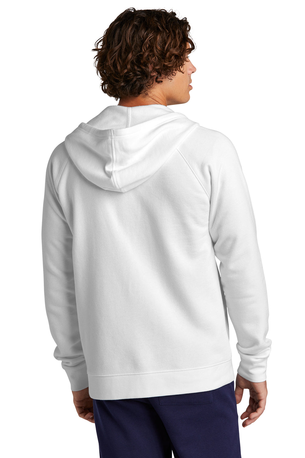 Sport-Tek STF201 Mens Drive Fleece Full Zip Hooded Sweatshirt Hoodie White Model Back