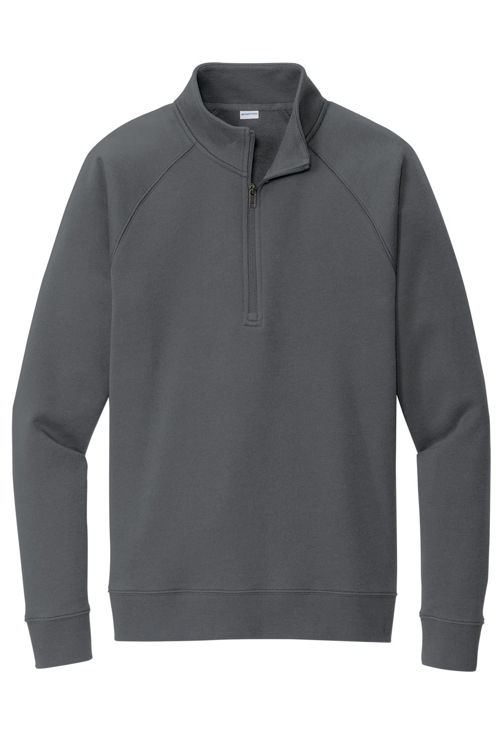 Sport-Tek STF202 Mens Drive Fleece 1/4 Zip Sweatshirt Dark Smoke Grey Flat Front