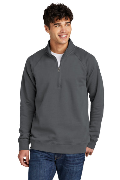 Sport-Tek STF202 Mens Drive Fleece 1/4 Zip Sweatshirt Dark Smoke Grey Model Front