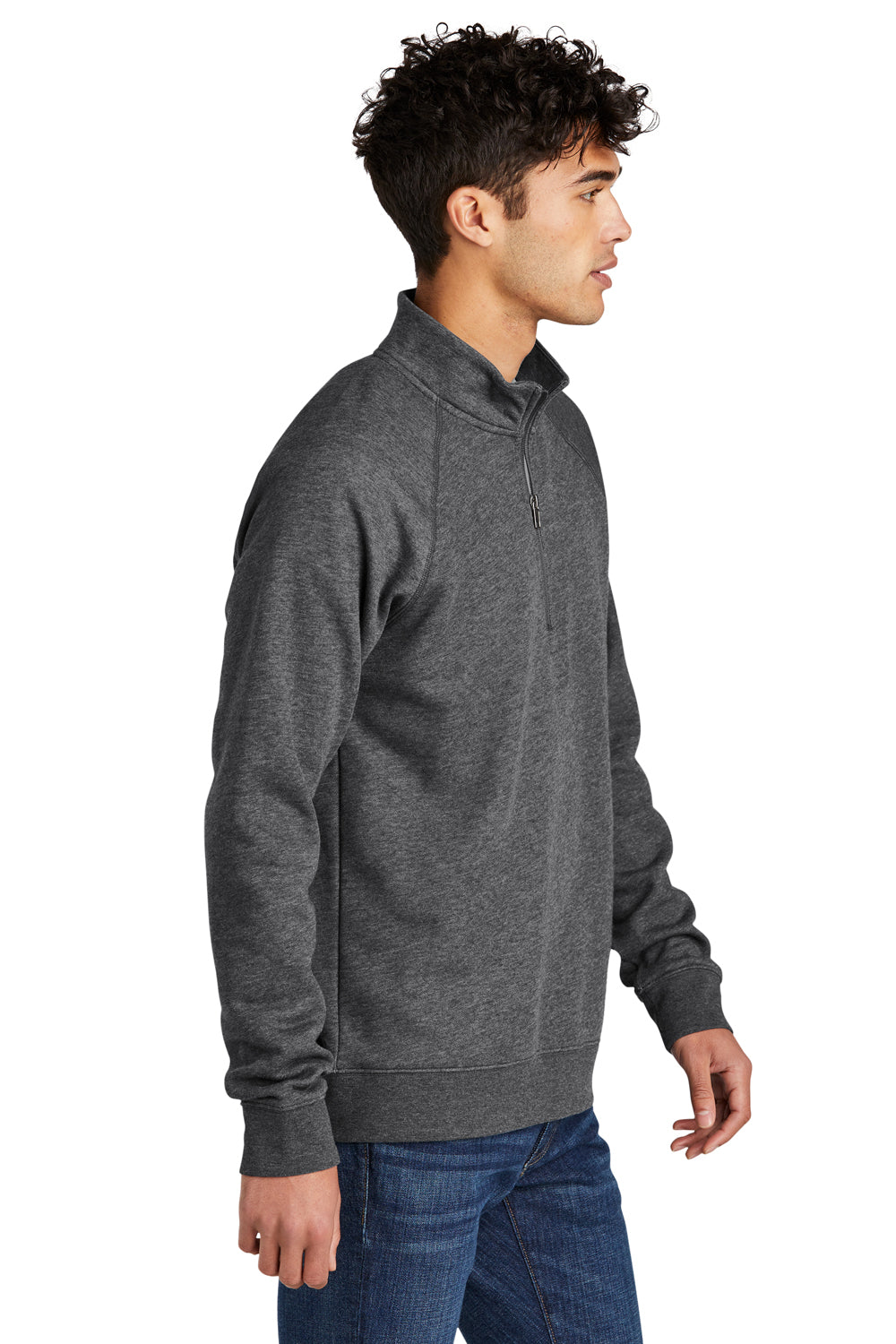 Sport-Tek STF202 Mens Drive Fleece 1/4 Zip Sweatshirt Heather Graphite Grey Model Side