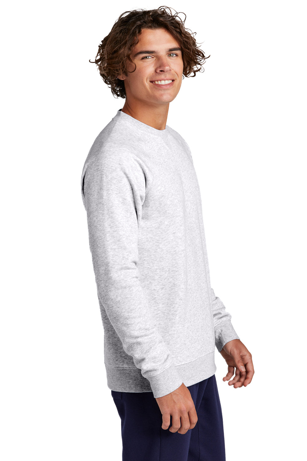 Sport-Tek STF203 Mens Drive Fleece Crewneck Sweatshirt Heather Grey Model Side