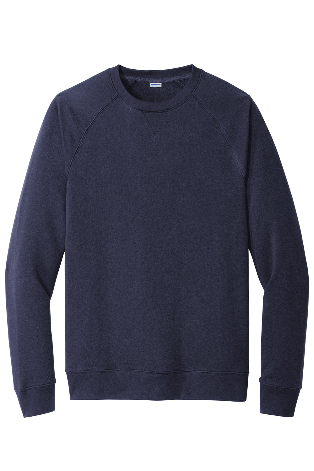 Sport-Tek STF203 Mens Drive Fleece Crewneck Sweatshirt True Navy Blue Flat Front