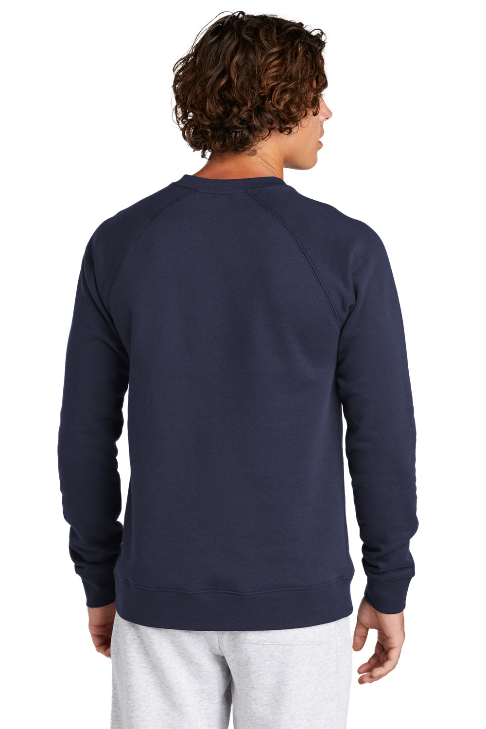 Sport-Tek STF203 Mens Drive Fleece Crewneck Sweatshirt True Navy Blue Model Back