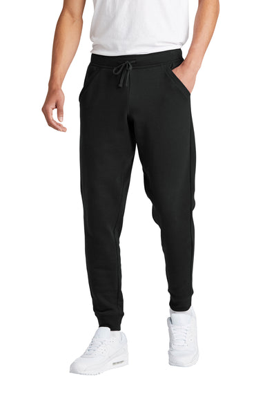 Sport-Tek STF204 Mens Drive Fleece Jogger Sweatpants w/ Pockets Black Model Front