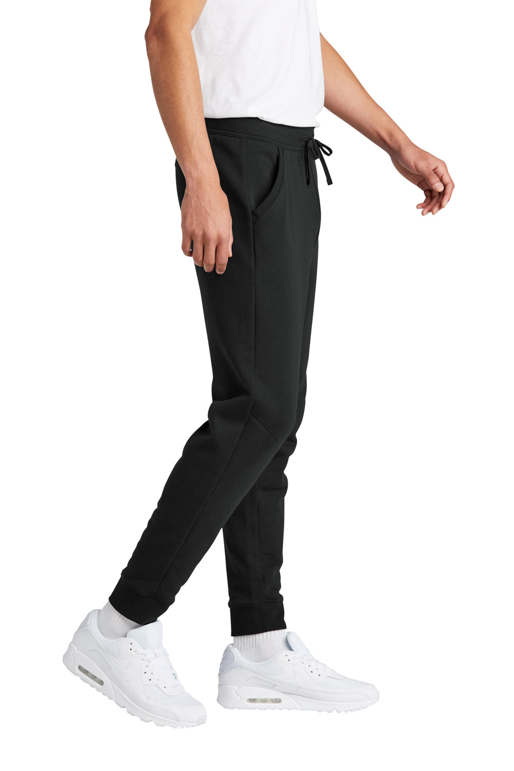 Sport-Tek STF204 Mens Drive Fleece Jogger Sweatpants w/ Pockets Black Model Side