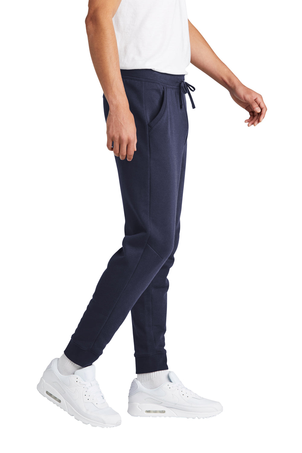 Sport-Tek STF204 Mens Drive Fleece Jogger Sweatpants w/ Pockets True Navy Blue Model Side