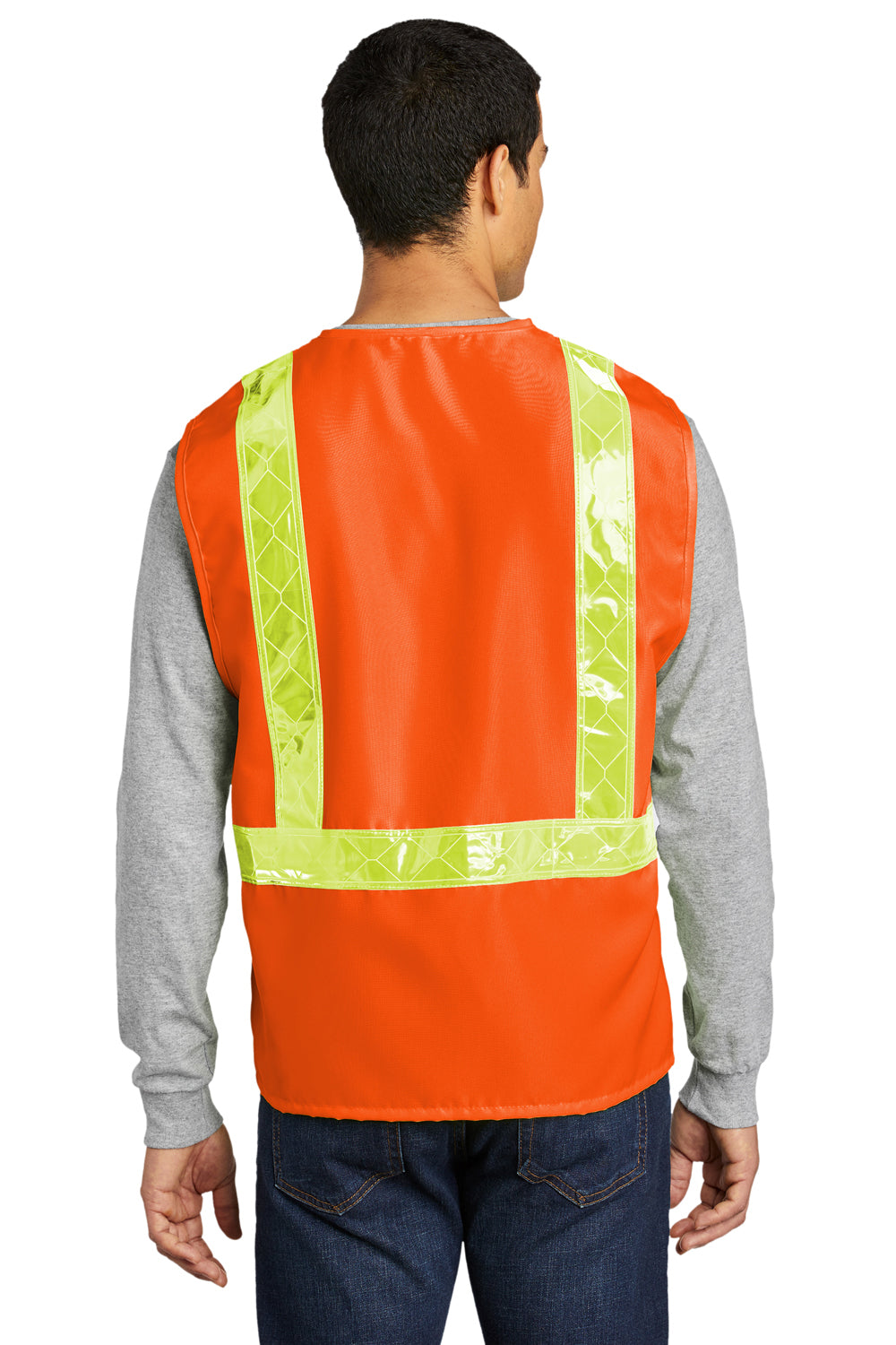 Port Authority SV01 Mens Enhanced Visibility Vest Safety Orange Model Back