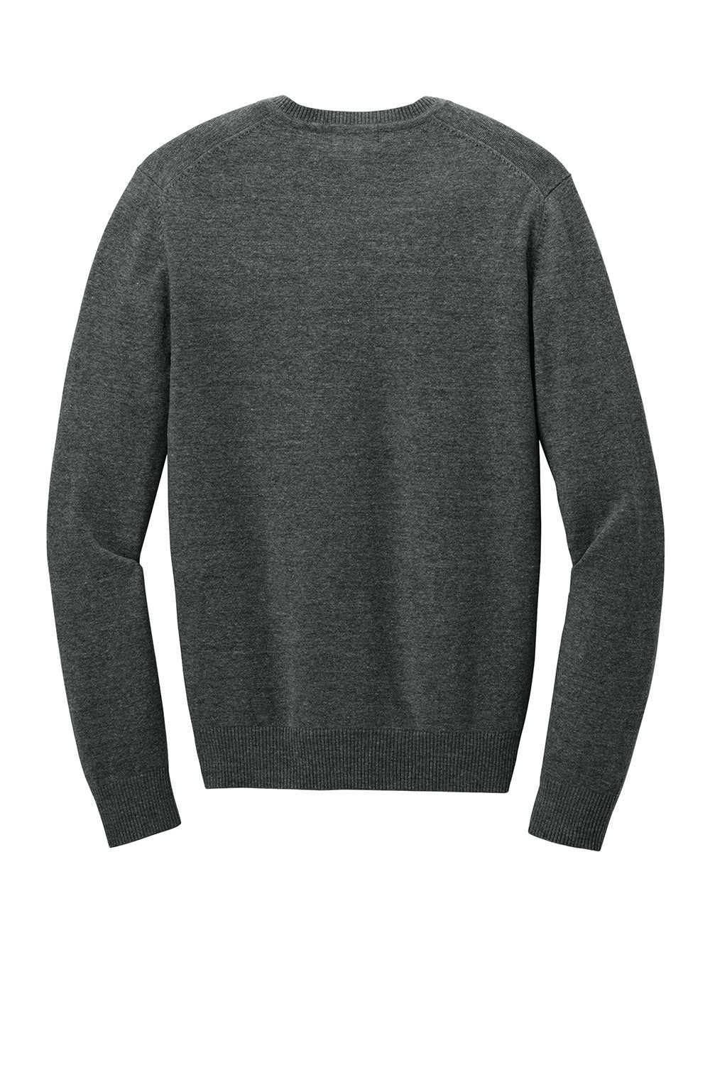 Port Authority SW2850 Mens Easy Care Long Sleeve V-Neck Sweater Heather Charcoal Grey Flat Back