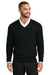 Port Authority SW2850 Mens Easy Care Long Sleeve V-Neck Sweater Deep Black Model Front