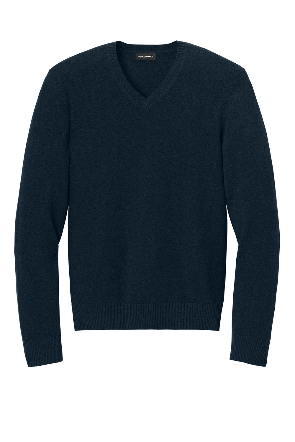 Port Authority SW2850 Mens Easy Care Long Sleeve V-Neck Sweater River Navy Blue Flat Front