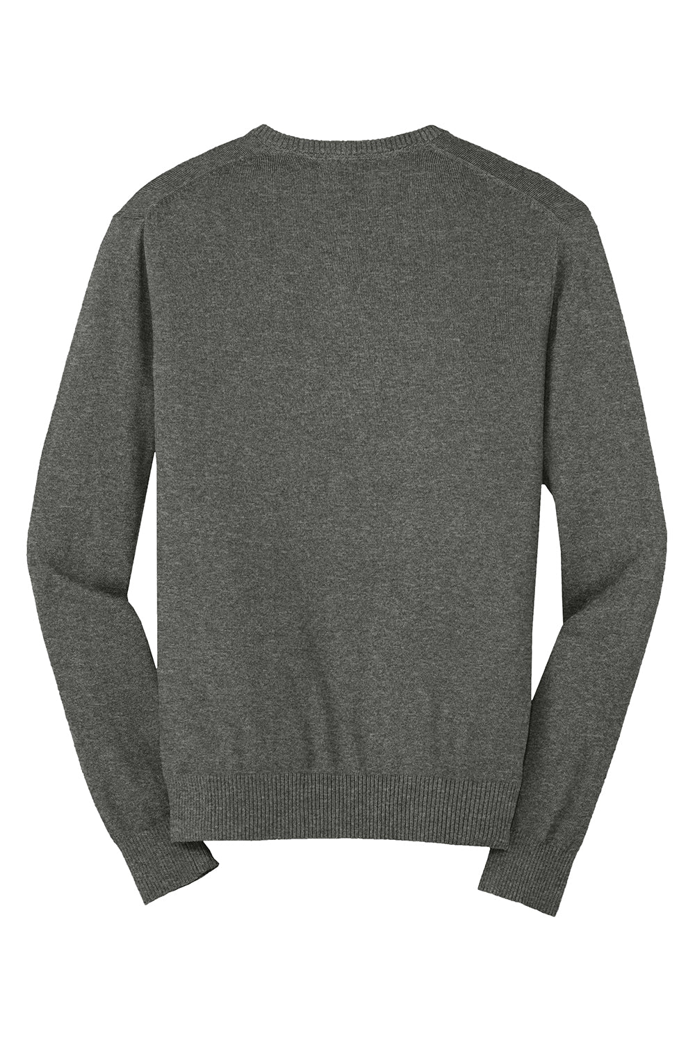 Port Authority SW285 Mens Long Sleeve V-Neck Sweater Heather Charcoal Grey Flat Back