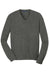 Port Authority SW285 Mens Long Sleeve V-Neck Sweater Heather Charcoal Grey Flat Front